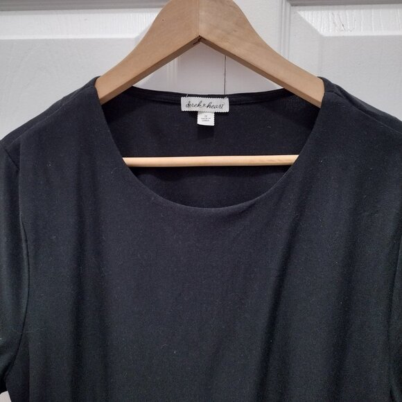 Derek Heart Black Scoop Neck Tee 2X Cotton Blend Relaxed Fit Minimal Basic - Picture 4 of 4